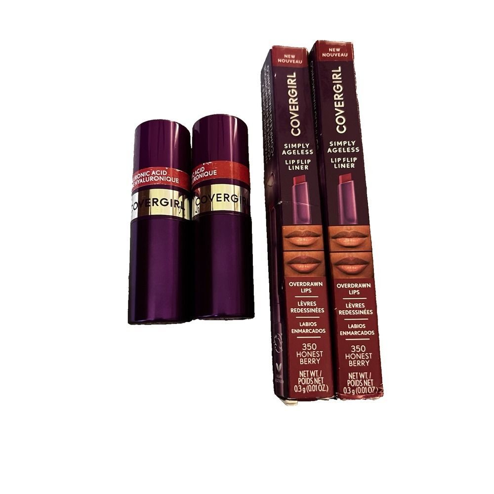 4 Lot Covergirl Lipstick Lip Flip Liner Honest Berry Hyaluronic Acid Burgundy